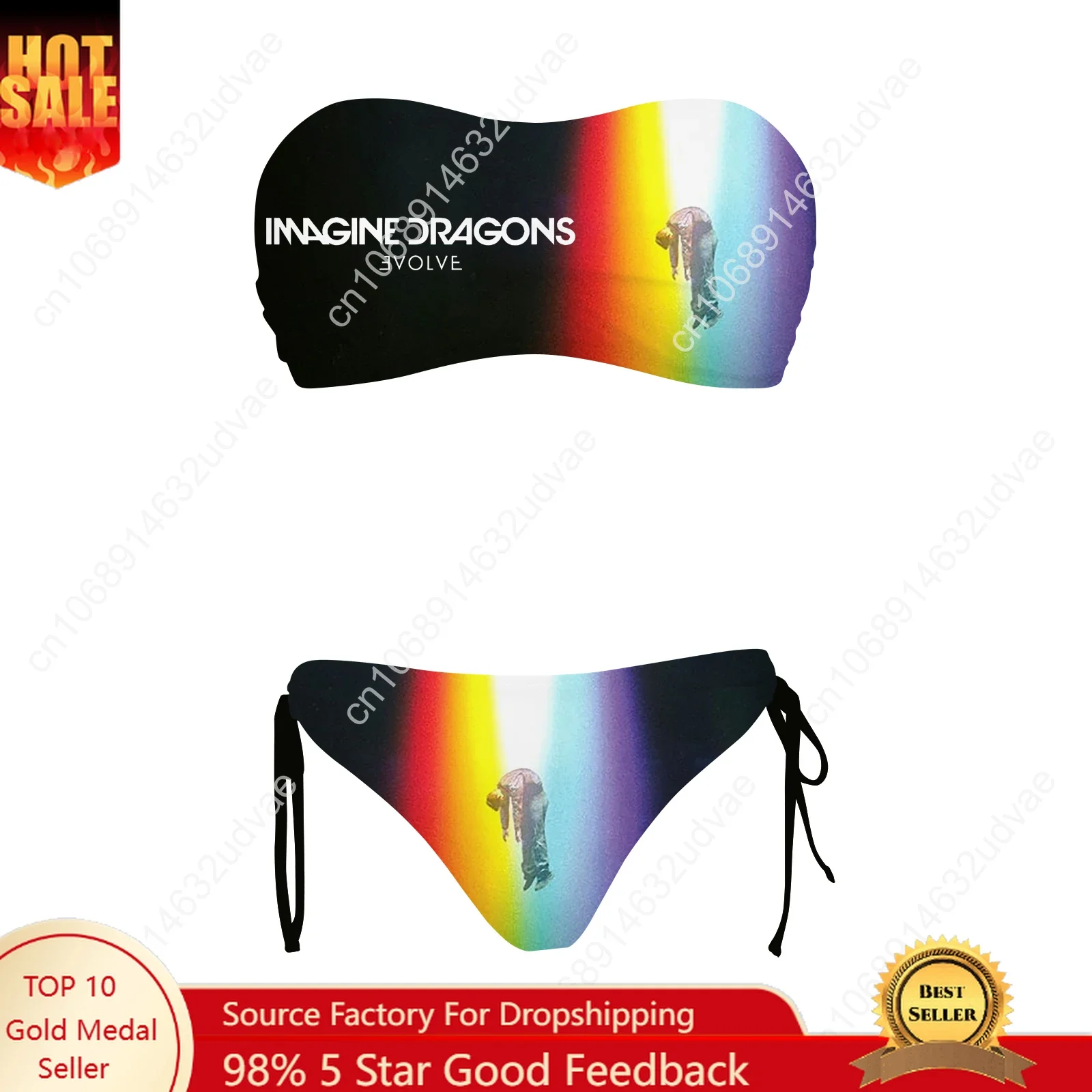 بدلة سباحة نسائية من Imagine Dragons مكونة من قطعتين برباط، ملابس سباحة مخصصة، بيكيني للمسبح، ملابس شاطئ قابلة للتخصيص