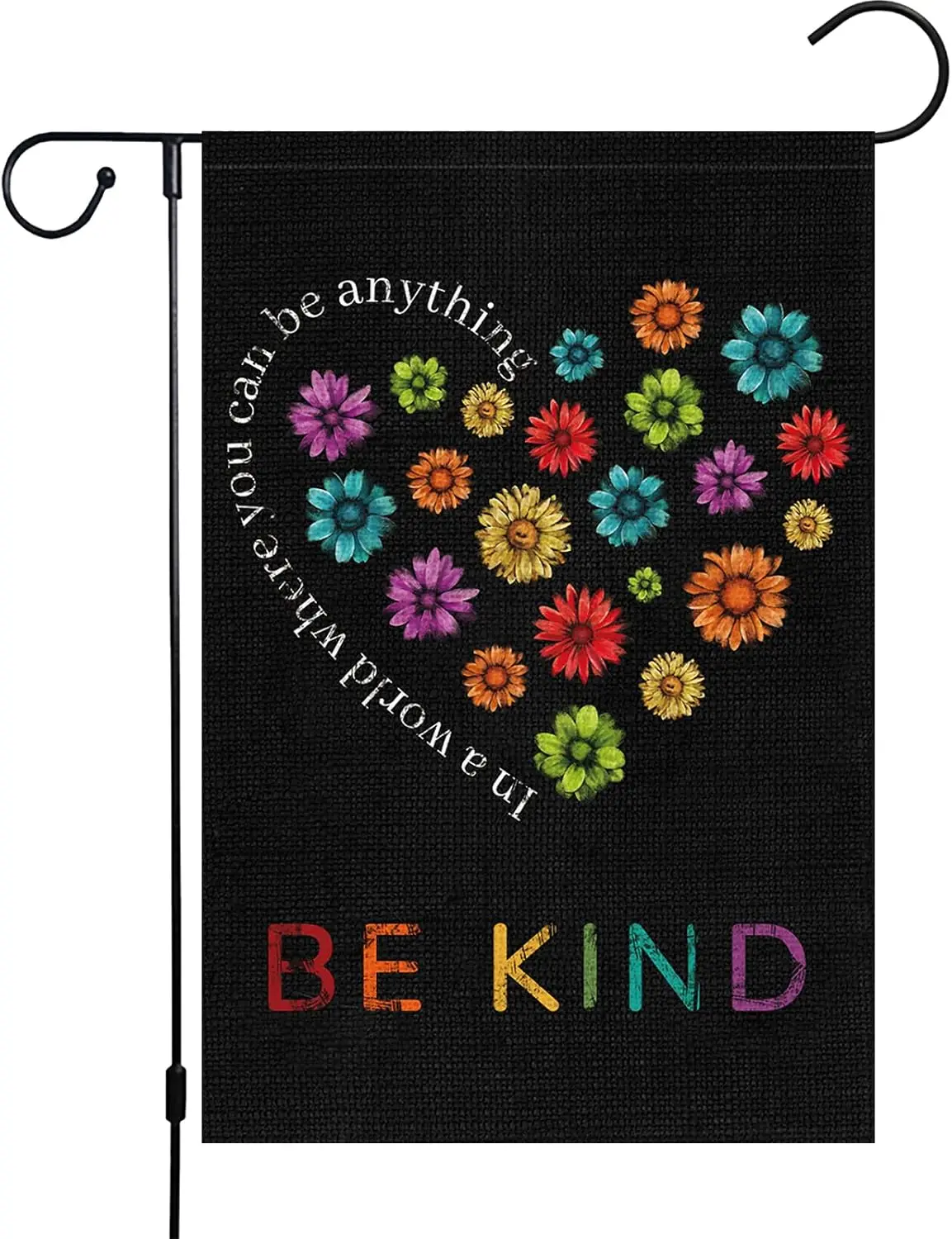 Louise Maelys Spring Be Kind Daisy Garden Flag 12x18 Double Sided, Small Burlap In A World Where You Can Be Anything Motivat uui