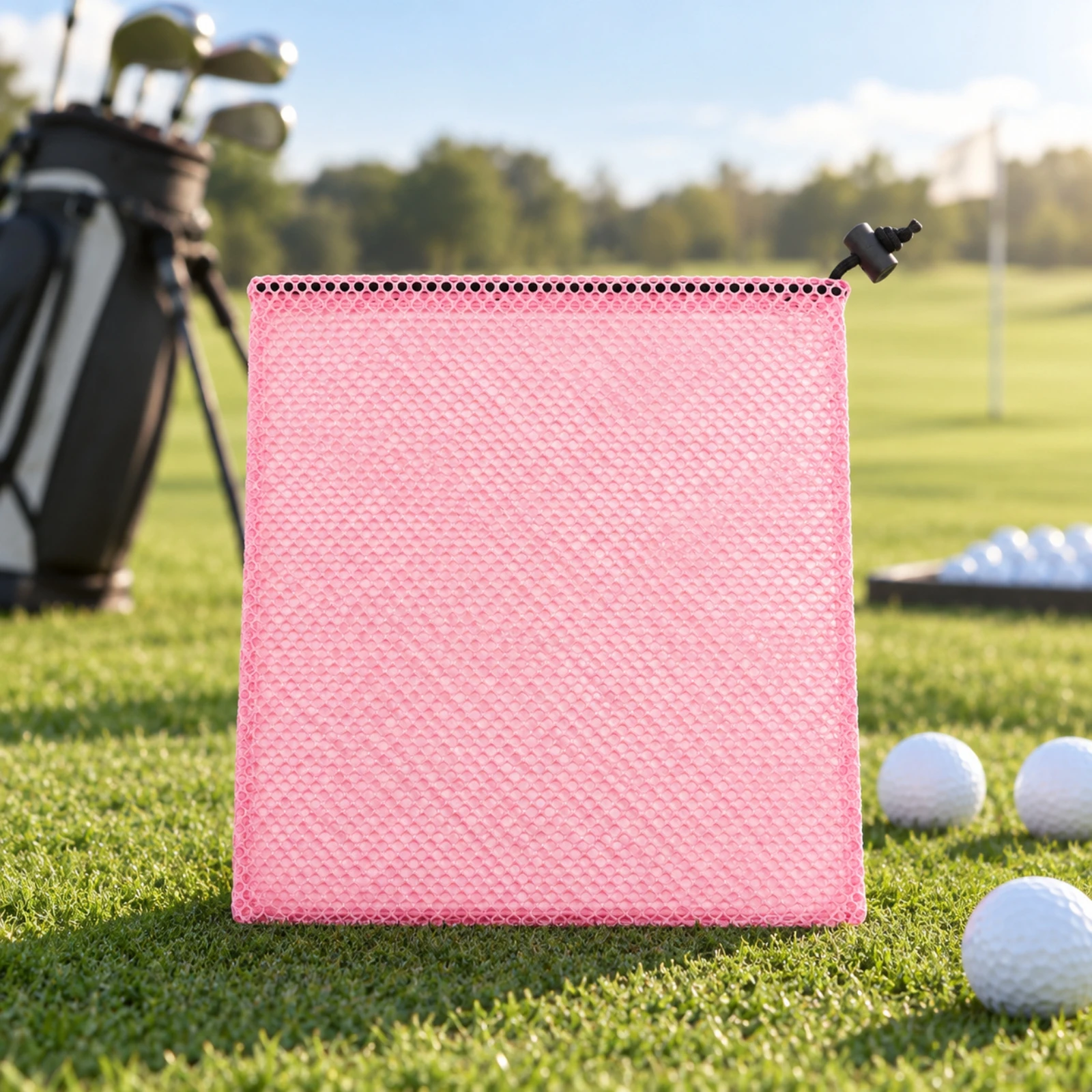 Drawstring Golf Ball Bag with Cord Lock Compact Golf Ball Storage Bag Long-Lasting Space-Saving for Golfers, Equipment Rooms