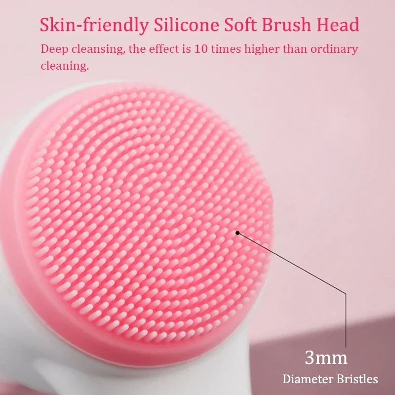 แปรงซิลิโคนสบู่ล้างหน้าสองด้านแบบพกพาขนาดเล็ก3D ทำความสะอาดใบหน้าการสั่นสะเทือนนวดล้างหน้าเครื่องมือดูแลผิว