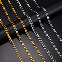 Teamer Cuban Chain Necklace for Men Women Basic Punk Stainless Steel Curb Link Chain Chokers Gold Color Men's Necklaces Jewelry