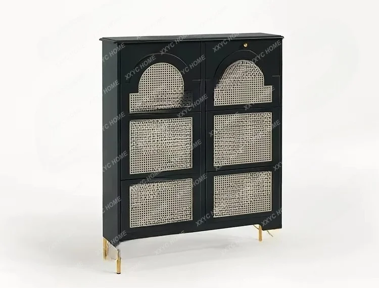 ultra-thin rattan shoe cabinet household door wall side cabinet tipping bucket shoe cabinet