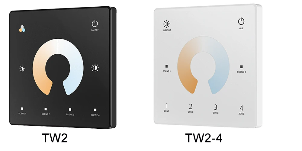 LED Smart Dimmer 2 CH 12V 24V 36V CCT LED Strip Dimming Controller Kit 2.4G RF Remote Control 4 Zone Touch Switch For TUYA Wifi