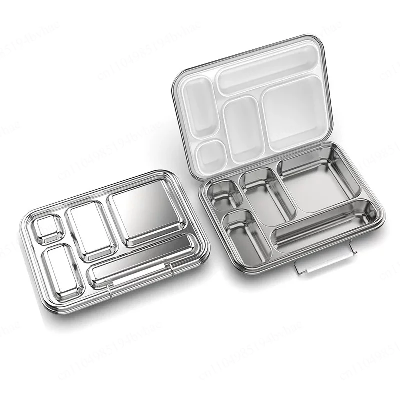 Newly designed environmentally friendly and reusable lunch box, stainless steel lunch box with 5 compartments