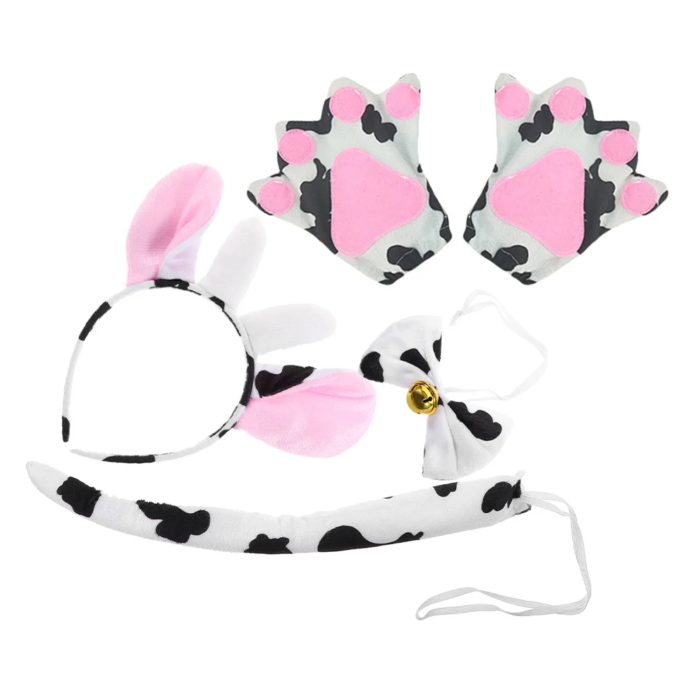 

1 комплект костюма коровы, очаровательная повязка на голову с коровьими ушками, хвостом и галстуком-бабочкой для косплея, вечеринки, маскарада, фестиваля, носимые аксессуары