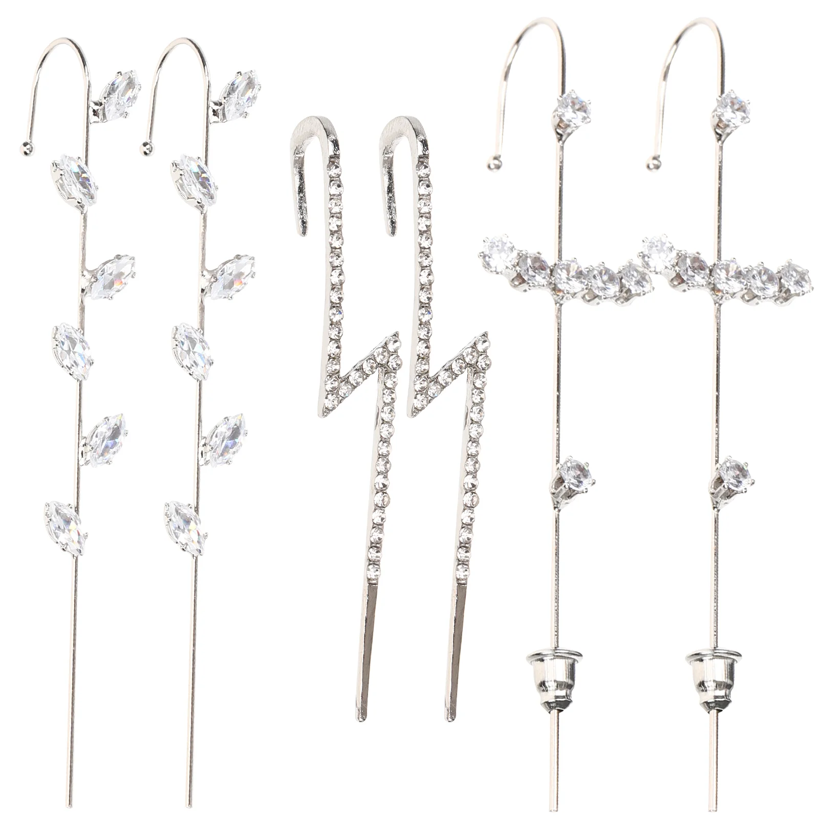 

Crystal Hook Non Piercing Women Rhinestones Clip Jewelry Unique Fashion Ear Hook Easy On Off Color Stylish
