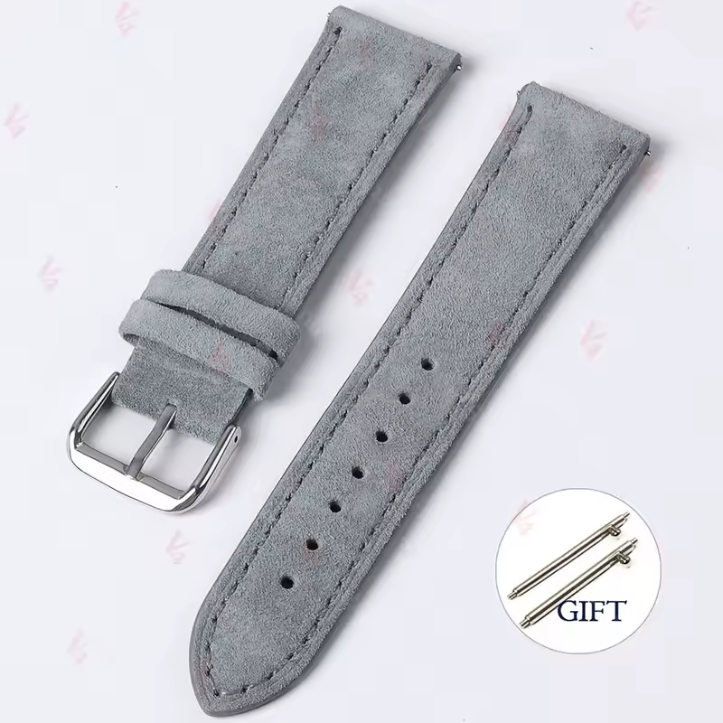 18mm 19mm 20mm 22mm Vintage Suede Cowhide Watch Strap Handmade Watch Band Gray Brown Green Quick Release Bracelet for Men Women - Image 18
