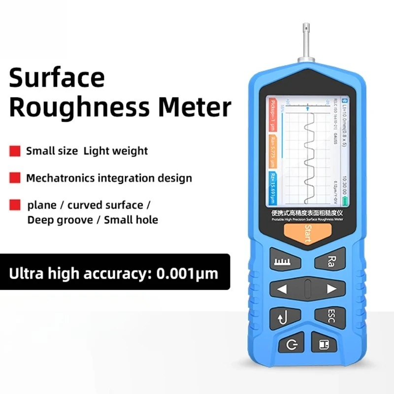 Digital Surface Roughness Meter Precision Flat Inclined Cylindrical Curved Surface Smoothness Tester Raw Waveform Data Store