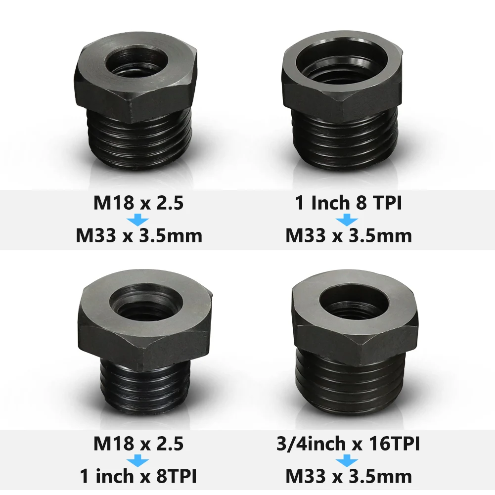 

HAMPTON Wood Lathe Chuck Adapter M33x3.5/M18x2.5/1-8TPI/ 3/4"x16 For Woodworking Lathe Accessories Screw Thread Spindle Adapter