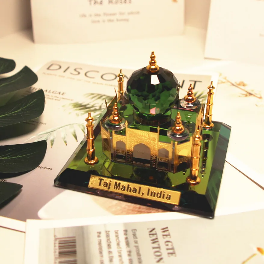 Crystal Green Dome Medina Ornament Al Masjid An Nabawi Model Desktop Decor Ramadan Eid Mubarak Gift