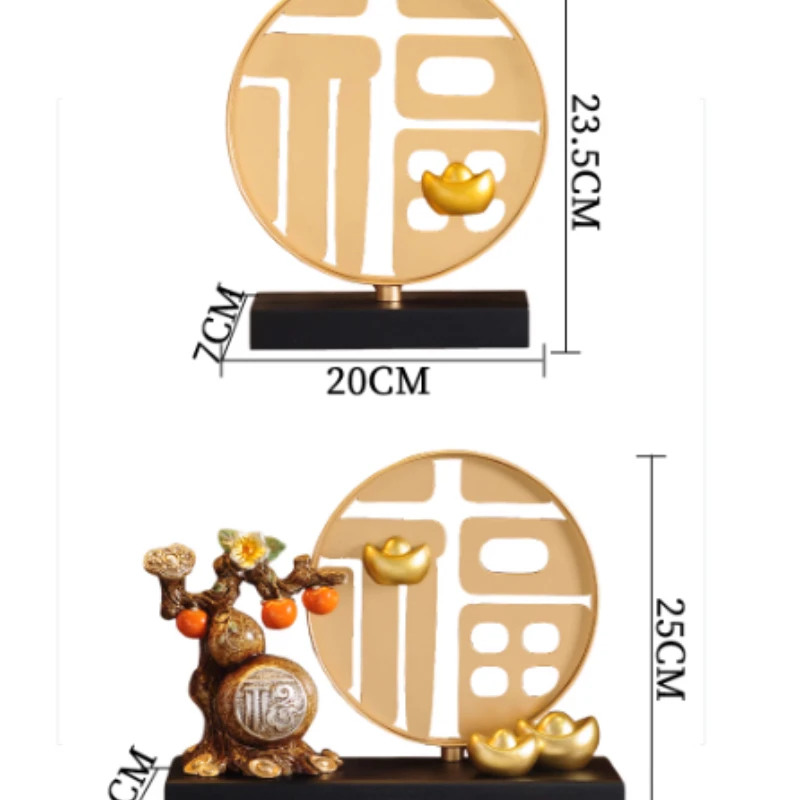 

style Fulu double gourd ingots, ornaments, high-end living room, entrance wine cabinet decorations, housewarming gifts