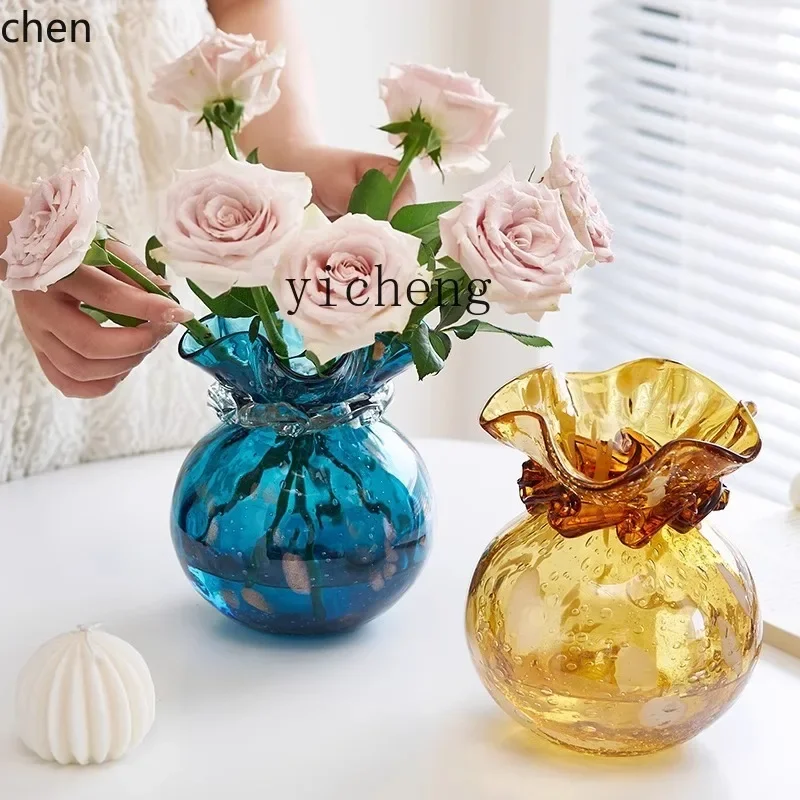 j4  glazed amber gold vase decorative ornament living room model room dining table ornament