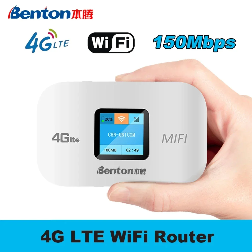 Benton Unlock 4G LTE WiFi Router Portable Hotspot Pocket WiFi SIM Card LTE Router Mobile MiFi Wireless Router for Korea Europe