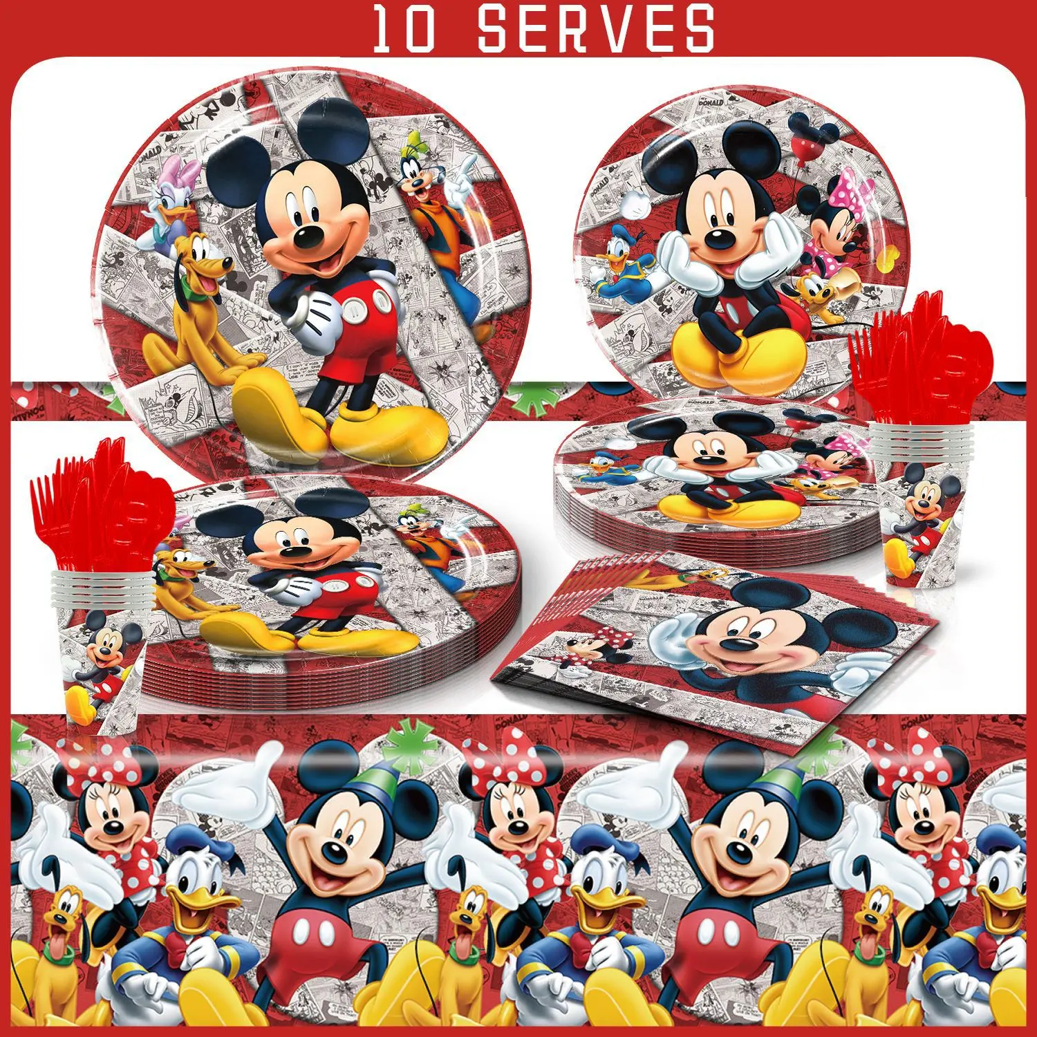 Disney Mickey Mouse Birthday Party Decoration Supplies Tableware Tablecloth Plate Background Happy Birthday Mickey Mouse Balloon