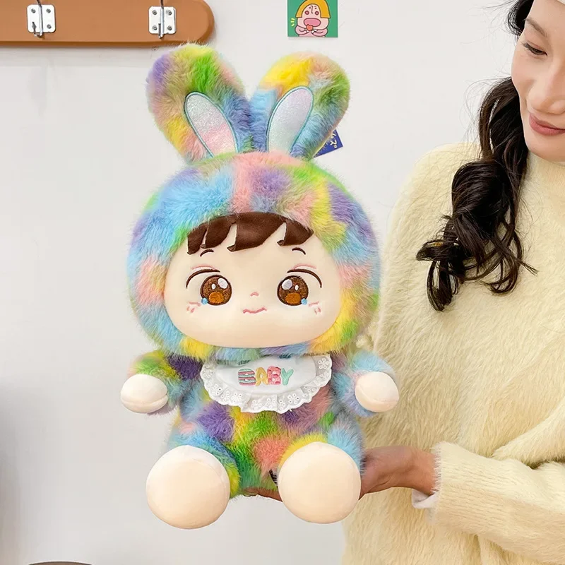 Nouveau grande taille mignon cravate colorant coloré lapin en peluche mignon lapin en peluche oreiller cadeau pour filles enfants anniversaire cadeau de noël