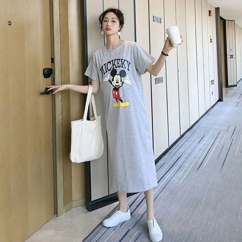 T-shirt Dress Dongdaemun Maternity Dress Short Sleeve T-shirt Skirt Summer Cartoon Printed Summer Dress Fashion Mid length Skirt