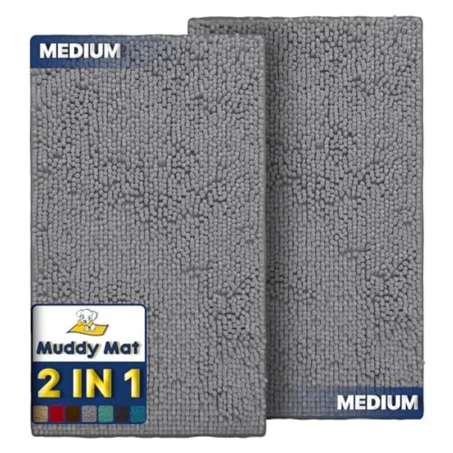 

® 2-Piece Medium 30"X19" AS-SEEN-ON-TV Highly Absorbent Microfiber Door Mat Bath Mat and Pet Rug Non Slip Thick Washable Soft C