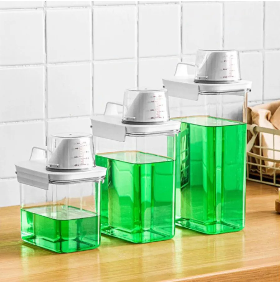 1100/1800/2300Ml Refillable Laundry Detergent Dispenser Empty Tank for Powder Softener Bleach Storage Container