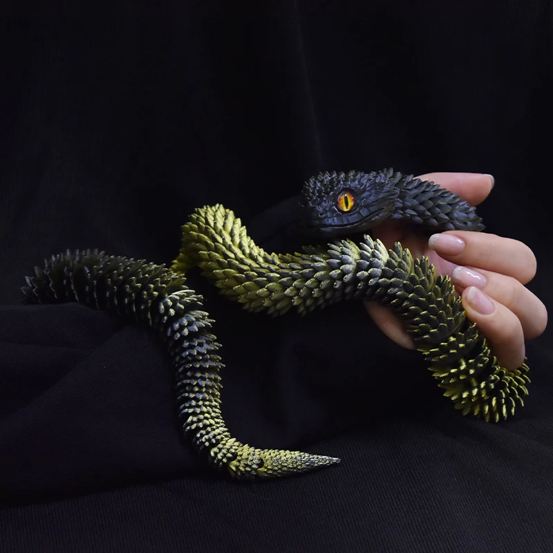 30cm/45cm 3D Printed Snake Toy Model Simulated Viper Desktop Decoration Crafts Full Body Joints Movable Boys Palm Toys Gifts