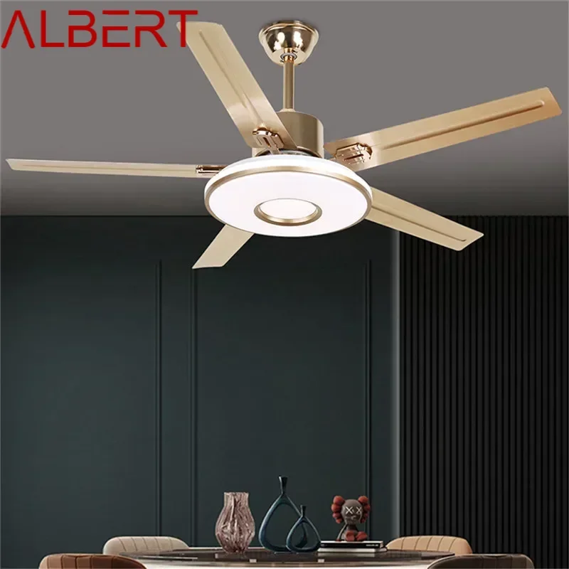 ALBERT Modern Fan Light Luxury Living Room Restaurant Bedroom Study LED Ceiling Fan Light Remote Electric Fan Light