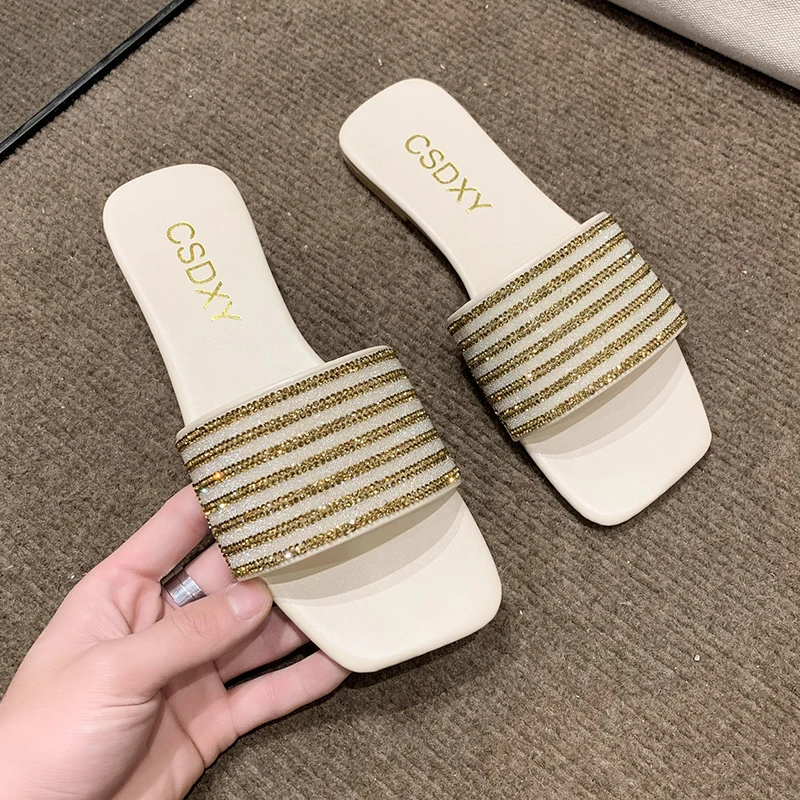 

Luxury Brand Women's Slippers Flat Anti Slip Outdoor Open Toe Beach Women's Sandals Sexy Fashion Design Slip on Women's Shoes