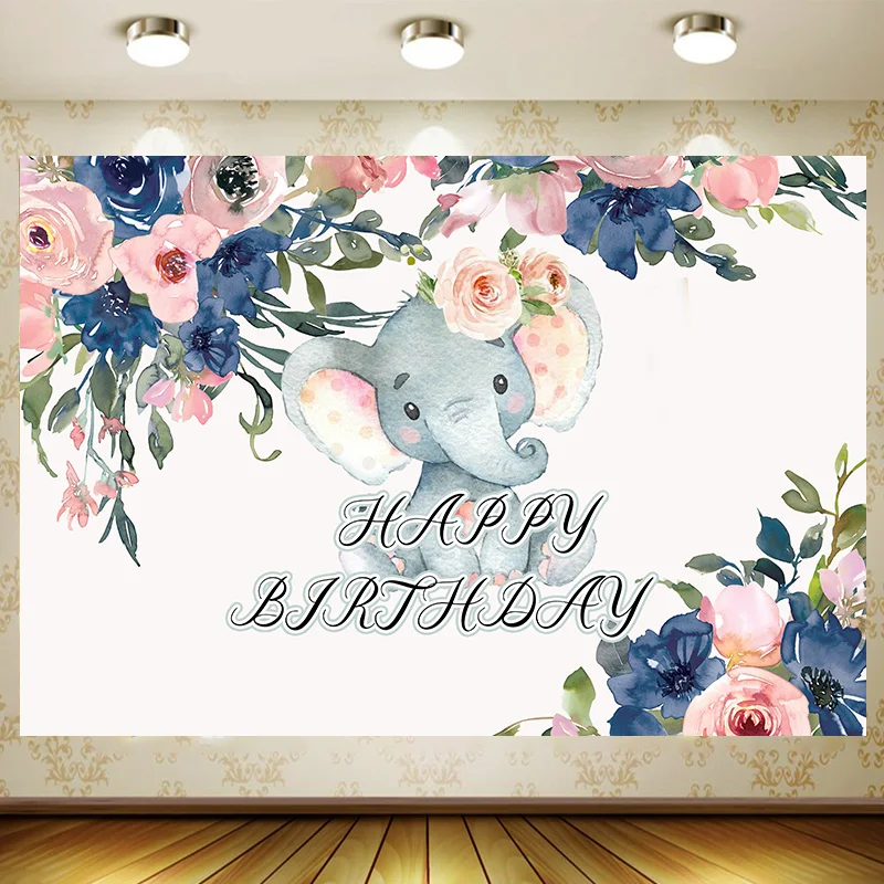 elephant Background Kids 1st Birthday Party Supplies Baby Shower Banner Wed Decor Home Garden Gift