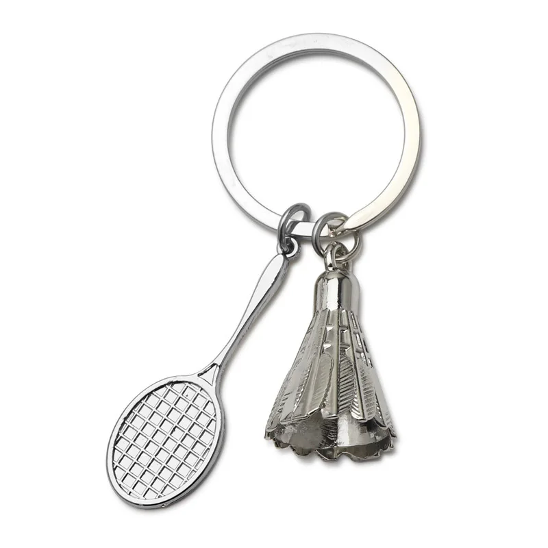 Badminton Racket Pendant Keychain Creative Metal Mini Shuttlecock Sports Keyrings Gift Backpack Purse Key Holder Accessories