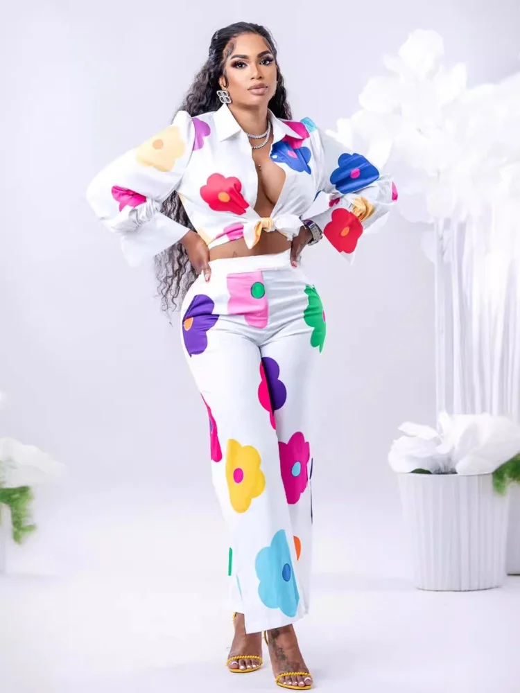 

Three Sisters 2025 Summer Women's Fashion Casual Square Neck Solid Two Piece Print Long Sleeve Slim Fit Pants Set Solid Color