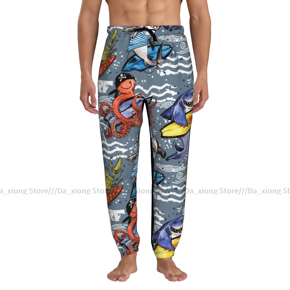 Men Sports Pants Male Casual Loose Trousers Ocean Octopus Shark Surfing Sportpants