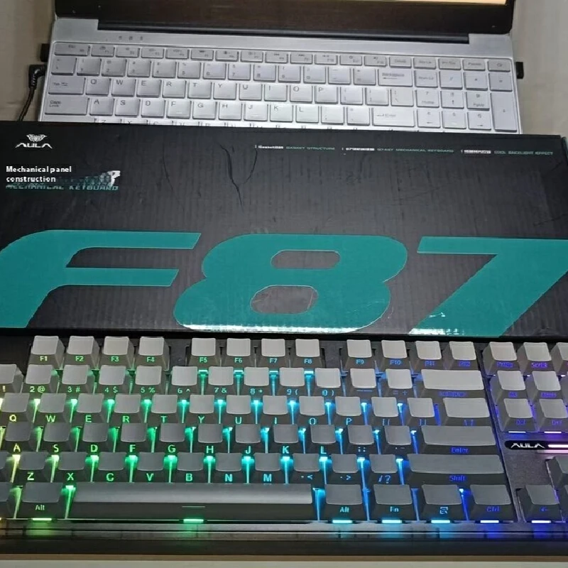 Aula F87 Pro Mechanical Keyboard 2.4g/Usb/Bluetooth Tri Mode Wireless 87 Key Rgb Pbt Gasket 5 Layer Silencing Full Key No Impact