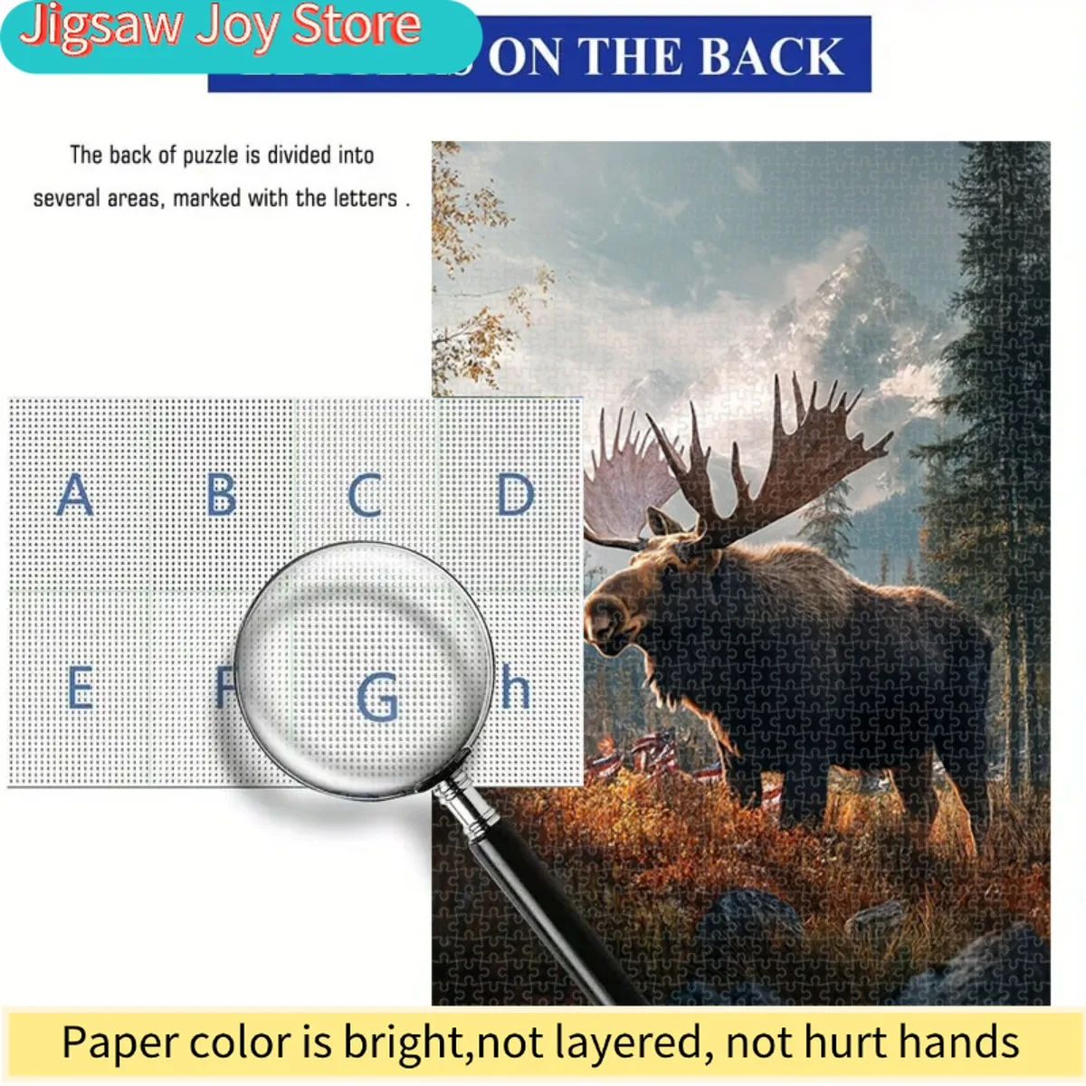 1,000ピースのパズル ハロウィン装飾用ムースパズル リビングルームの壁アート用、鮮やかな色の耐久性のある金属フレーム、完璧