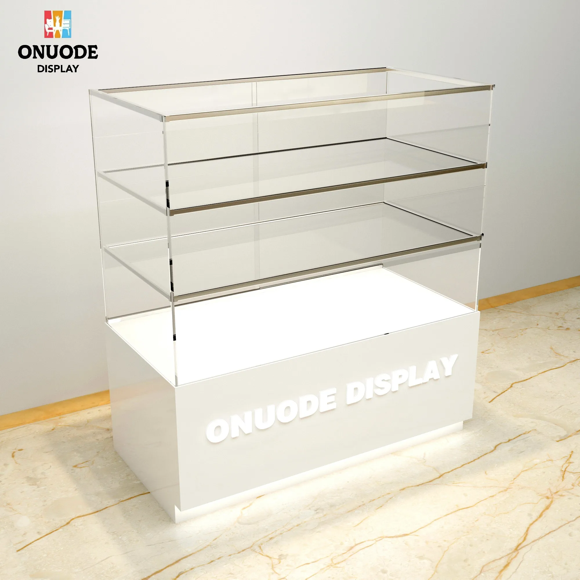 Lemari Rokok Kaca Pabrik yang Dapat Disesuaikan dengan Lampu LED, Etalase Toko Tembakau untuk Pajangan Toko Tembakau