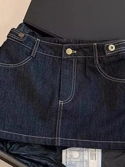 

Korean Style High Waist A-Line Skirt Casual Denim Zipper Design Girls Skirts Spring Summer Fashion plus Size Women Clothes