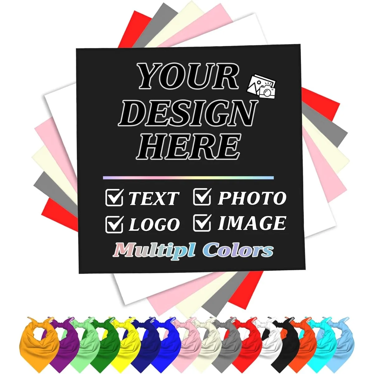 Custom Bandana Personalized Design Your Own Bandana with Logo Photo Text Printing for Men Women Fashion Gift