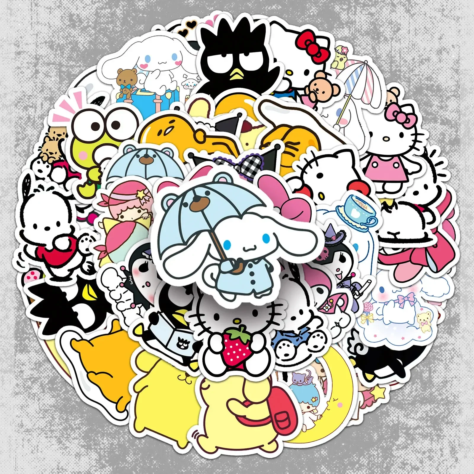 51Pcs Cute Cartoon Sanrio's personality crosses borders Stickers Graffiti for Scrapbook Skateboard Decals Sticker Toy Gift