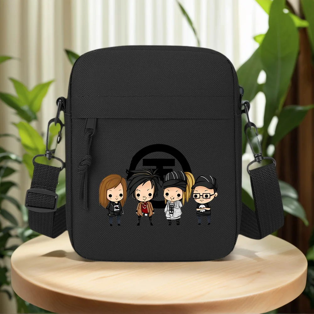 Band members wearing stylish outfits Men Crossbody Bag Single Shoulder Women Cartoon Anime Film Printing Design Unisex
