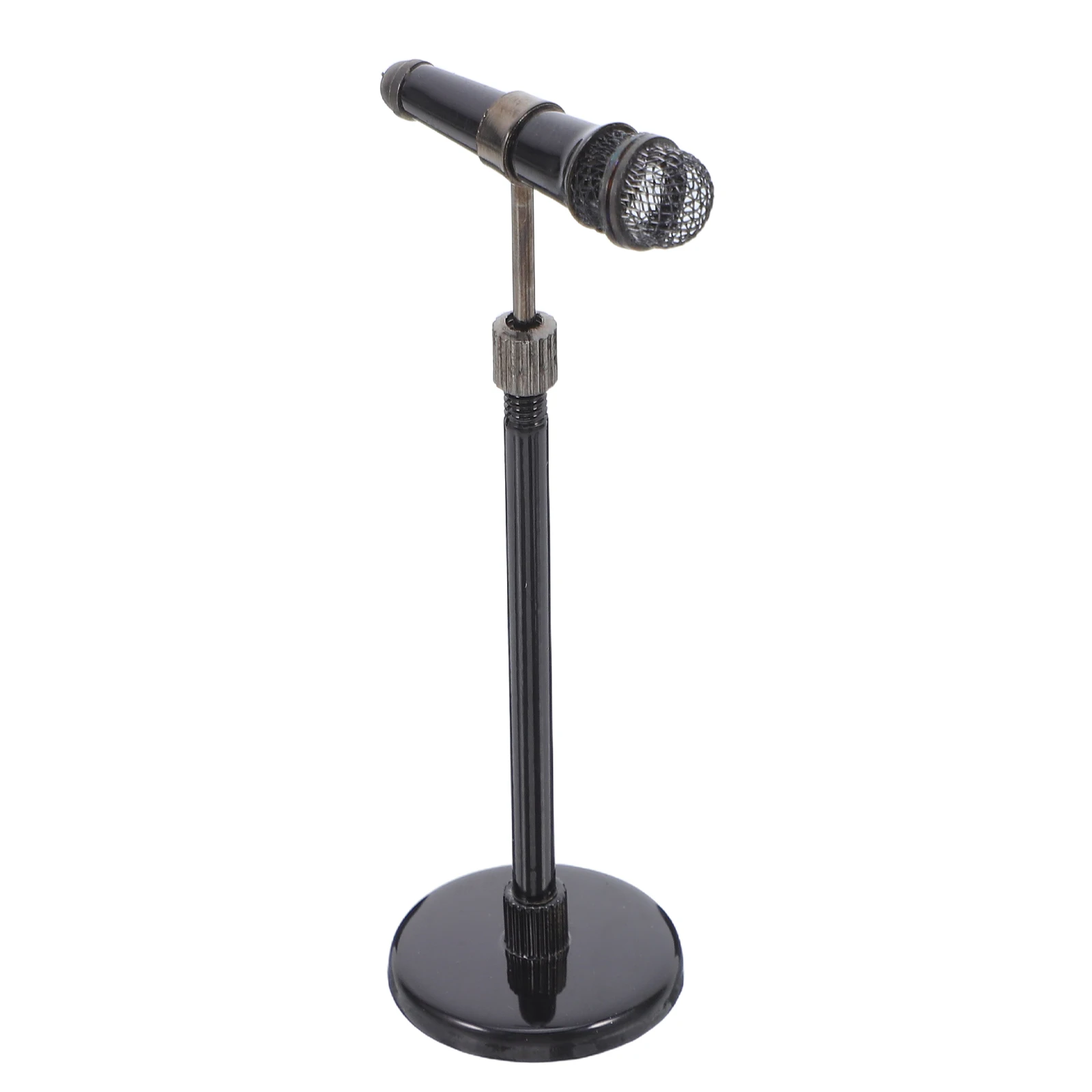

Mini Microphone Decor Small Dollhouse Furniture Prop Play Fake Copper Kids Sturdy Miniature Musical Instrument Retro