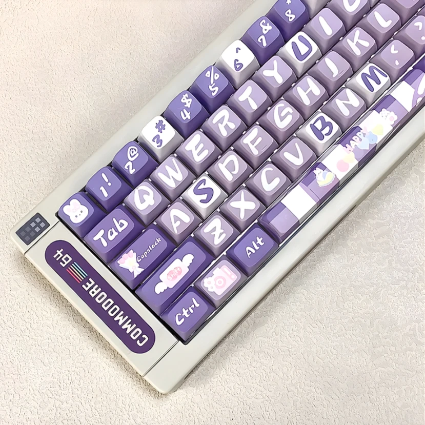 

Purple Keycaps 126 Keys MDA Keycaps Ziyang Tutu PBT for GMK67 GMK87 61/64/68/84/75/87 Keys Gaming Mechanical Keyboards