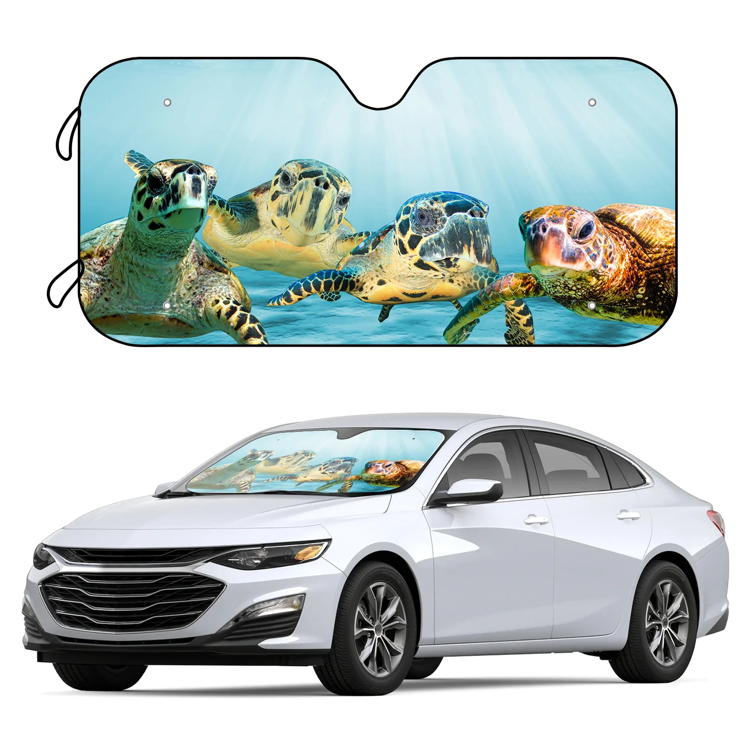 

Keep Your Car Cool and Protected with this Animal Sea Turtle Sunshade Windshield - Includes 4 Free Suction Cups!