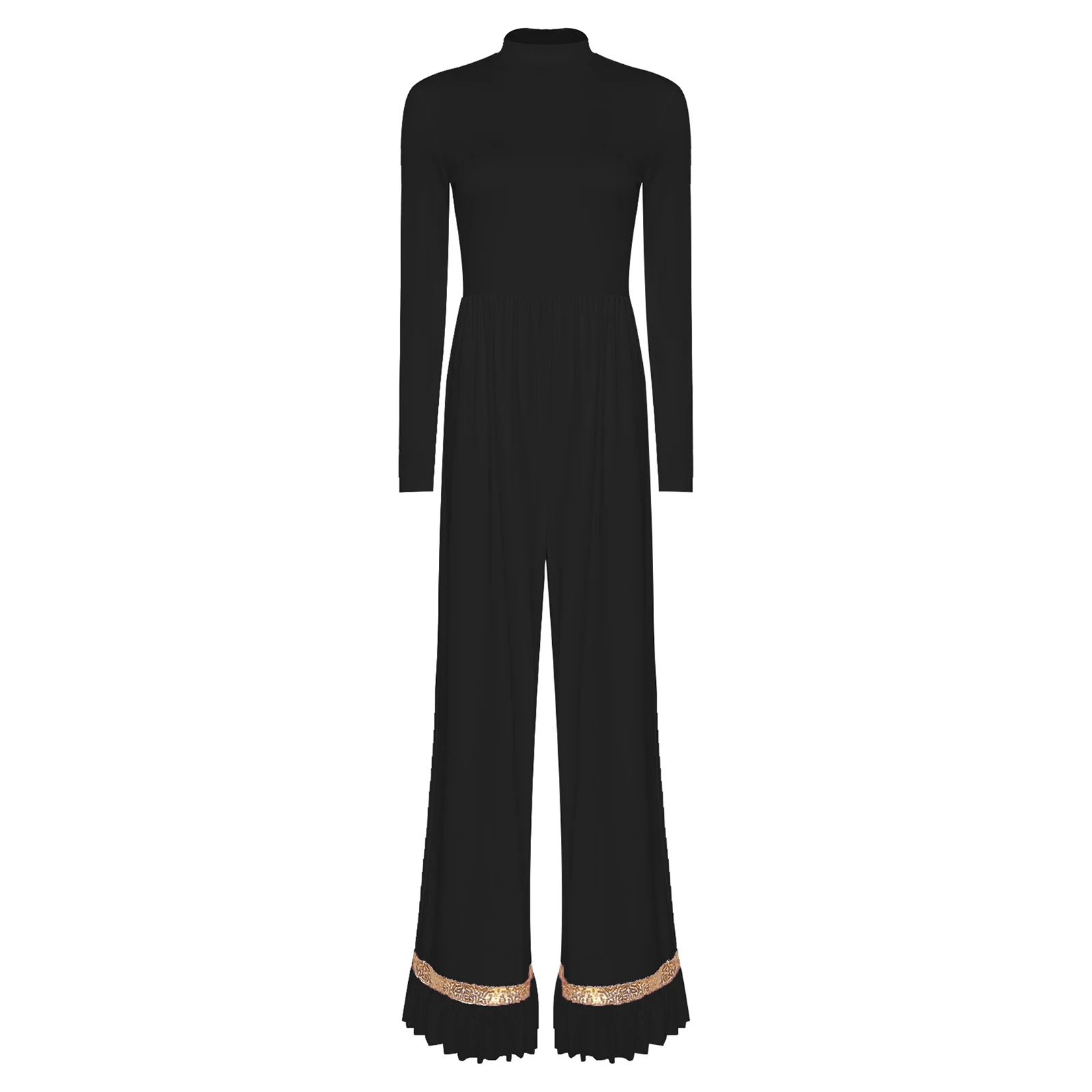 Combinaison de danse lyrique pour femmes, Costume liturgique de chorale de culte d'église, manches longues, paillettes brillantes, pantalon à jambes larges, body