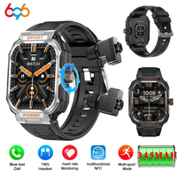 New Outdoor 2 In 1 TWS Headphone Smart Watch Blue Tooth Call Heart Rate Sports Fitness Men Women Music NFC Health Smartwatch