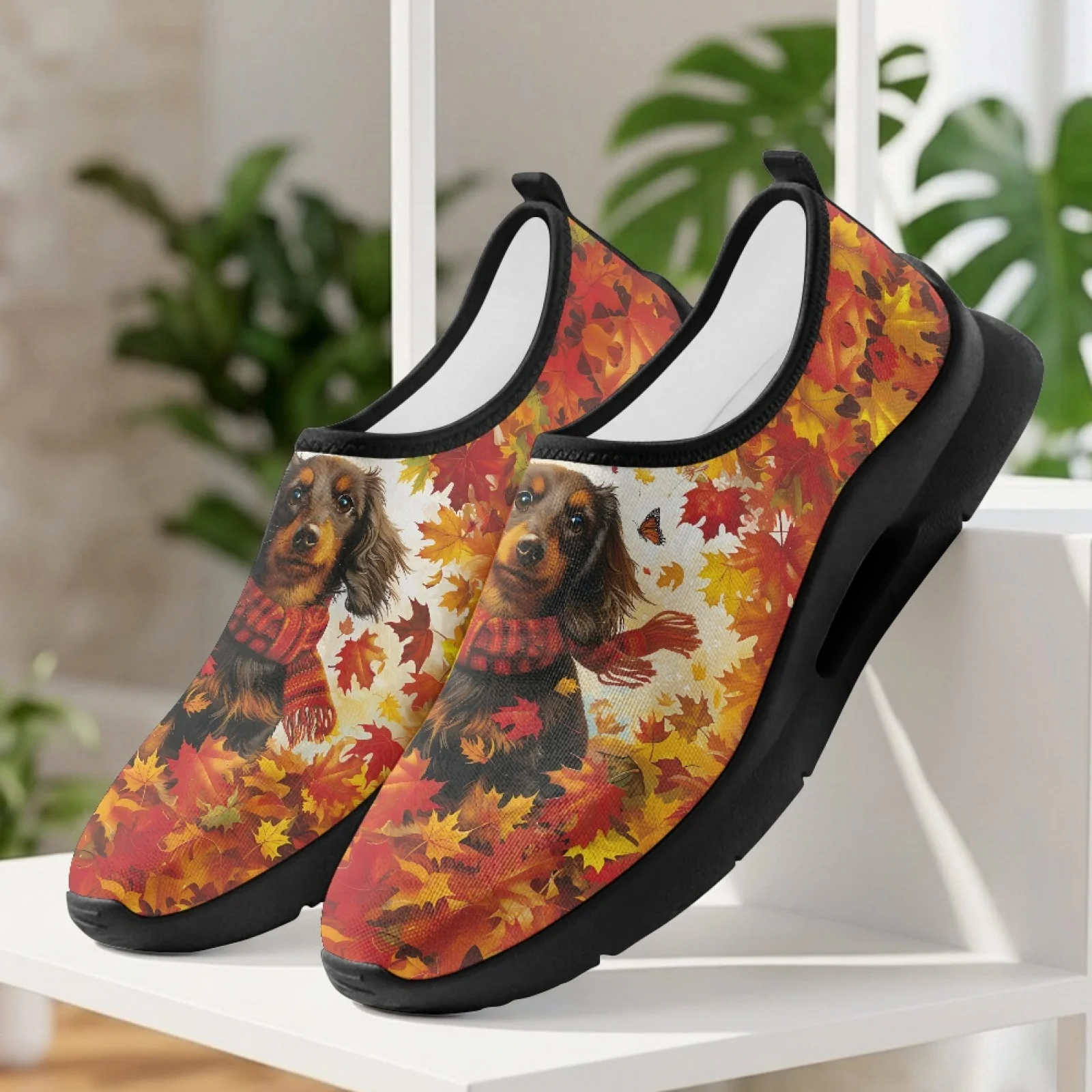 PENSTROLL Leaves Dachshund Breathable Mens Casual Shoes for Male Daily Wear Mesh & EVA Summer Sports Shoes Casual Walking Shoes