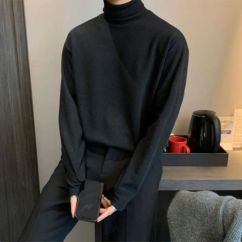 

Men's Loose Long Sve High Collar Thermal irt Inner Wear T-irt Bla Autumn Winter plus Size Comfortable Casual Base La...