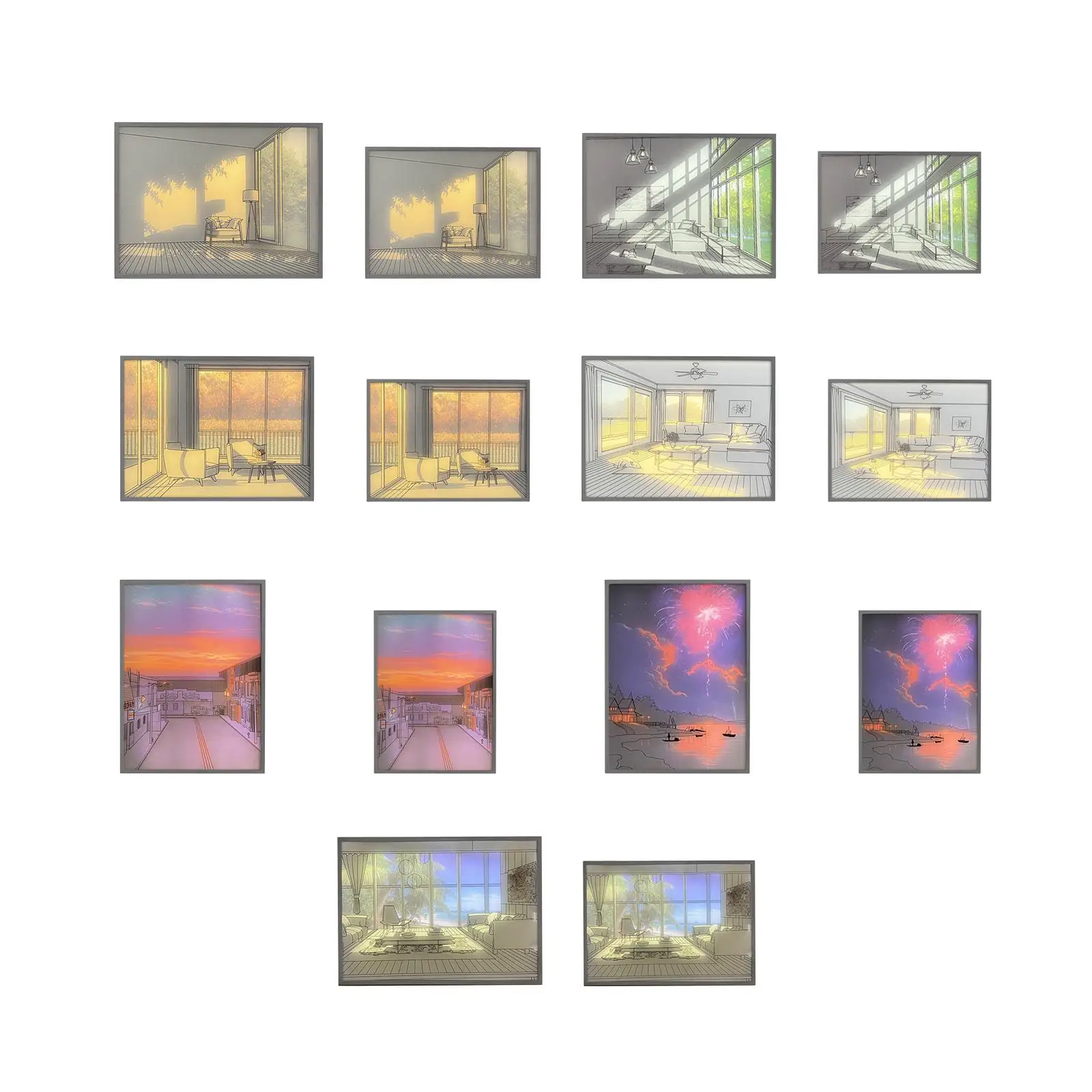 フレームの形をしたLEDウォールランプ,常夜灯,照明,絵画装飾