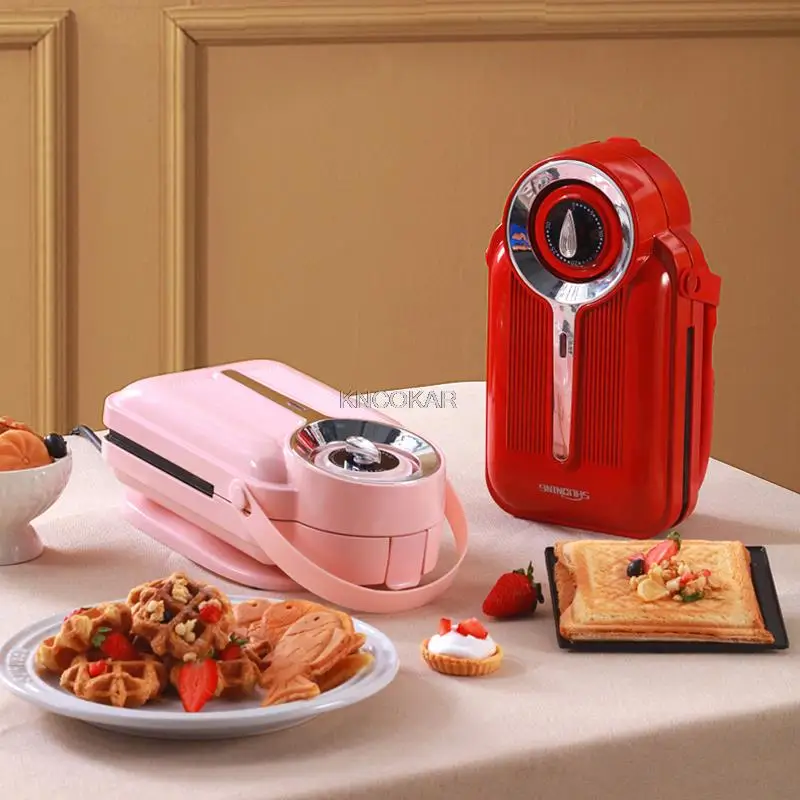 Máquina eléctrica para hacer sándwiches, máquina para hacer gofres con sincronización, tostadora, máquina de desayuno, máquina ligera para alimentos, Takoyaki, sándwich para panqueques, 650W