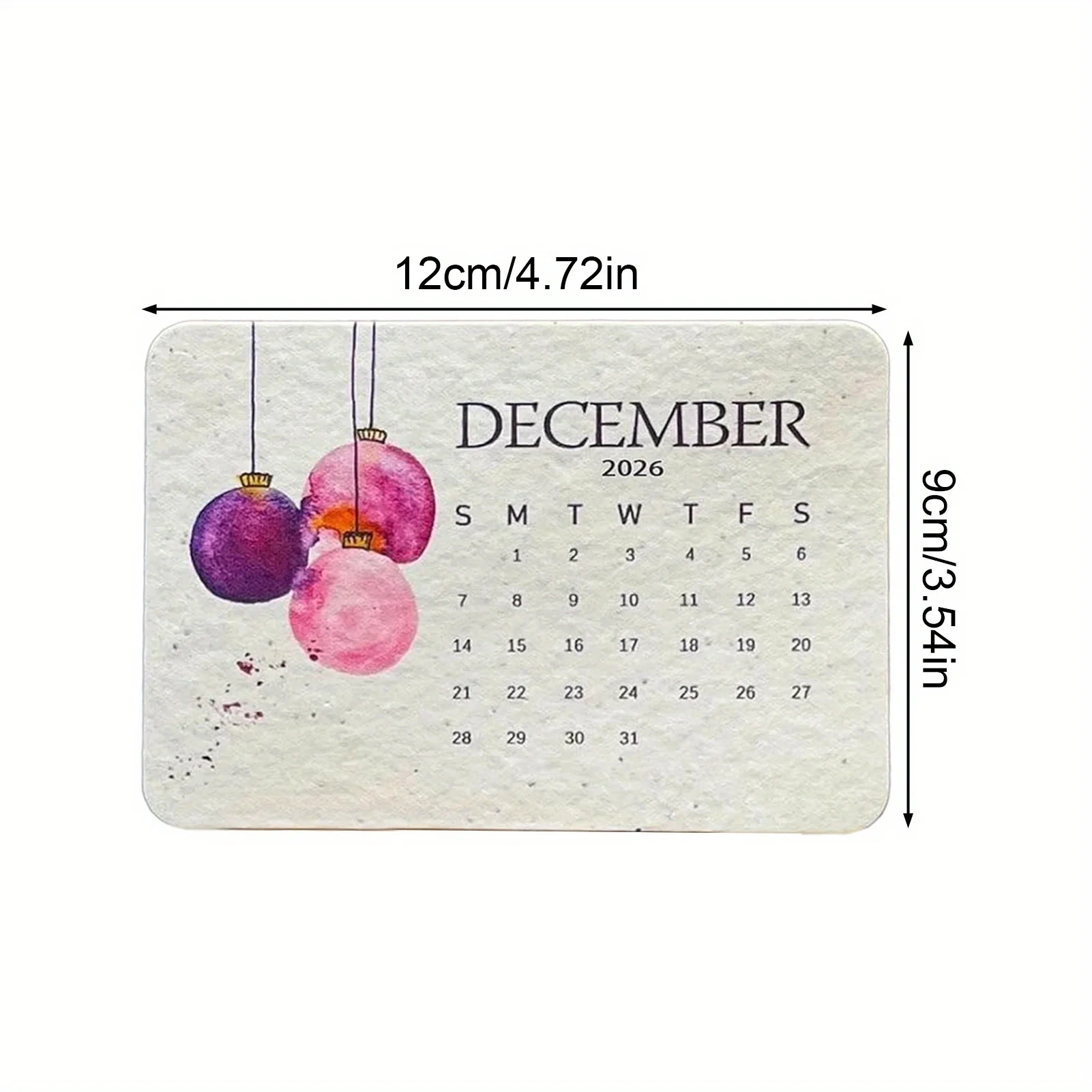 تقويم ورقي للبذور قابل للزراعة لعام 2026 مع حامل واقف، مخطط صديق للبيئة وقابل للتحلل البيولوجي، مخطط شهري مع تواريخ باللغة الإنجليزية