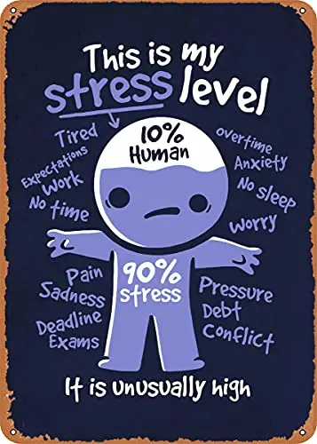 This is My Stress Level, it is unusually high Vintage Look Metal Sign Art Prints Retro Gift 8x12 Inch