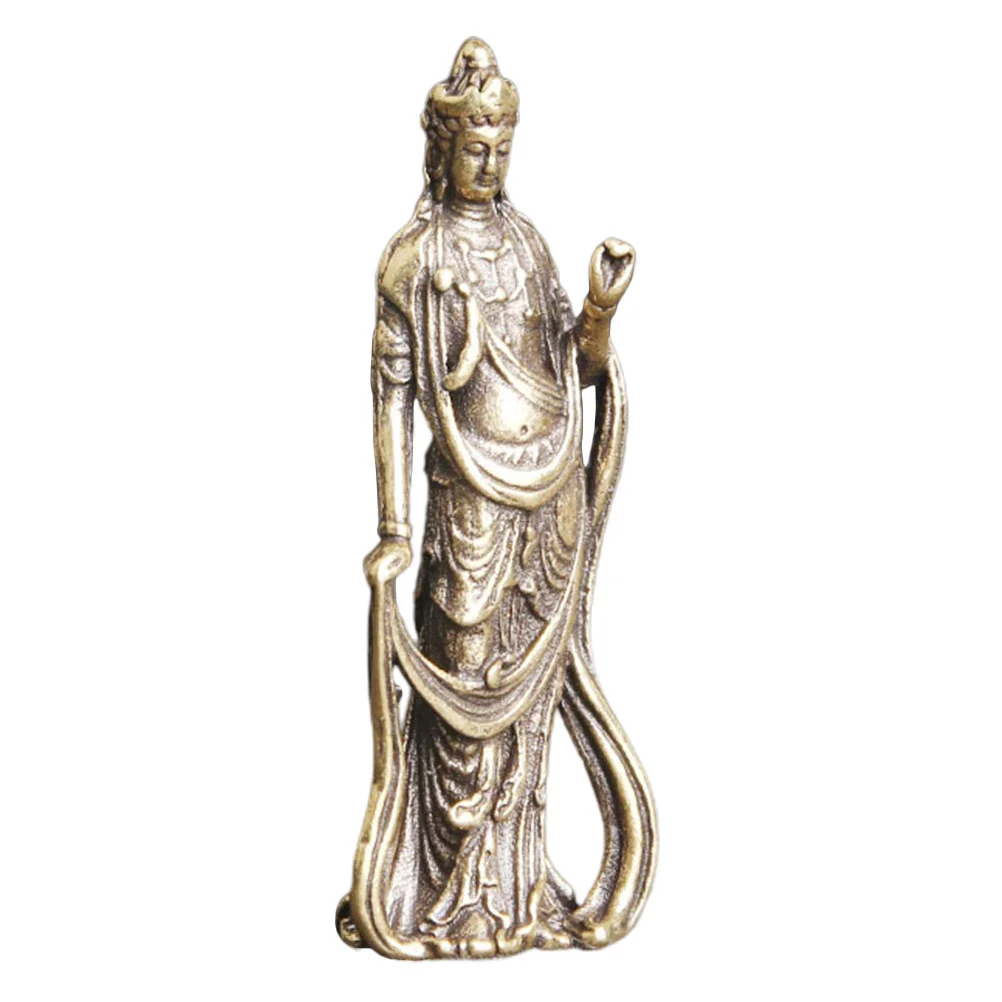 

Brass Buddha Statue Bodhisattva Figurine Crafts Household Ornament Vintage Style Desktop Decoration Exquisite