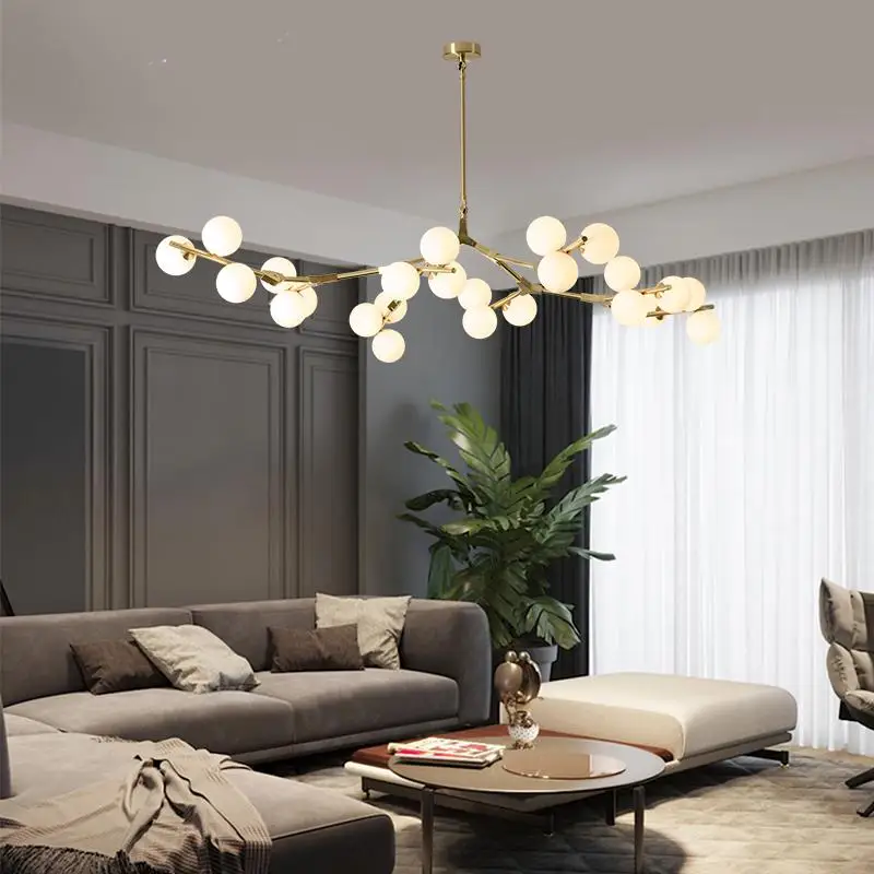 

2026 Modern Tree Branches LED Chandelier Glass Balls Chandeliers Molecular Living Decoration Dining Bedroom Pendant Lighting Fix