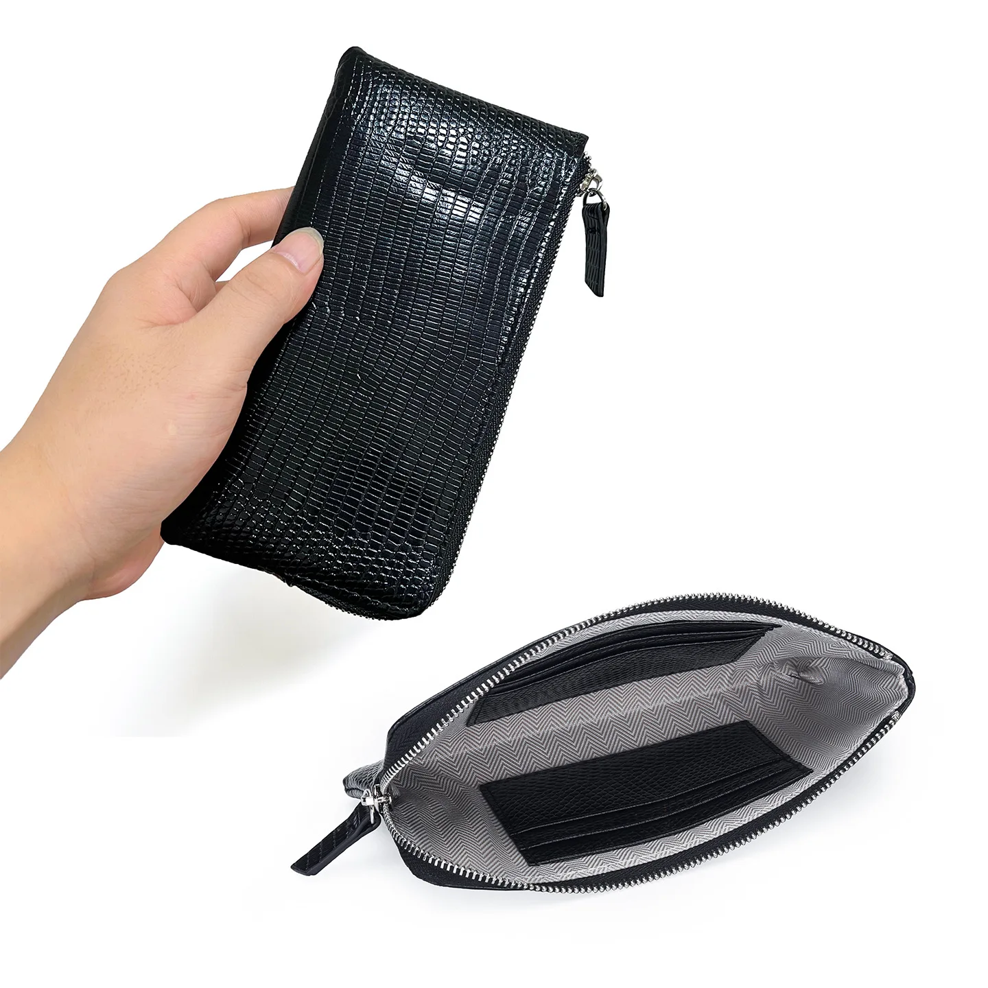 Genuine Leather Change Purse for Women Ultrathin Clutch Lizard Texture Zipper Coin Purse Brand Credit Card Holder Wallet commute